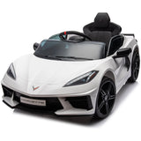 12V Licensed V8 Corvette Battery Powered Sports Kids Ride On Car – White - Close-Up Angle