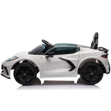 12V Licensed V8 Corvette Battery Powered Sports Kids Ride On Car – White - Low Angle