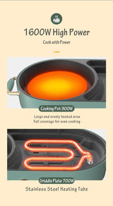 BEAR Multi-functional 2-in-1 Cooking Hot Pot And Griddle Barbecue Machine DKL-C15L1 - Extra Image