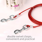 3M Dog Tie Out Cable Leash Lead Tangle Free Outdoor Yard Walking Runing-Red - Front View