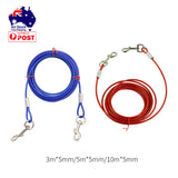 3M Dog Tie Out Cable Leash Lead Tangle Free Outdoor Yard Walking Runing-Red - Extra Image