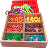 Froebel Gifts J2- Pegs And Lacing Box - Front View