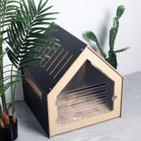 Modern Pet House Dog Crate (Black) - 45-Degree Angle