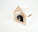 Modern Pet House Dog Crate (White) - Side View