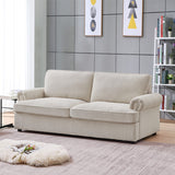 PHEBE 3 Seater Sofa bed with Separate Foam Mattress- Corduroy Cream - Front View
