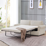 PHEBE 3 Seater Sofa bed with Separate Foam Mattress- Corduroy Cream - Side View