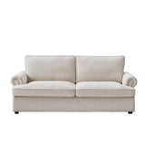 PHEBE 3 Seater Sofa bed with Separate Foam Mattress- Corduroy Cream - Top-Down View
