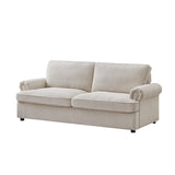 PHEBE 3 Seater Sofa bed with Separate Foam Mattress- Corduroy Cream - 45-Degree Angle