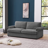PHEBE 3 Seater Sofa bed with Separate Foam Mattress- Corduroy Dark grey - Front View