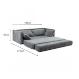 COMFY 3 Seater Sofa bed Queen Grey - Close-Up Angle