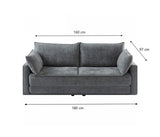 COMFY 3 Seater Sofa bed Queen Grey - Rear View