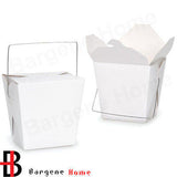 600pcs 455ML/16oz White Noodle Box With Metal Handle - Side View