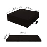 Folding Exercise Floor Mat Dance Yoga Gymnastics Training Home Judo Pilates Gym - Black - Close-Up Angle