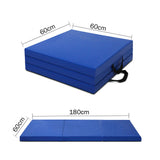 Folding Exercise Floor Mat Dance Yoga Gymnastics Training Home Judo Pilates Gym - Blue - Front View