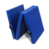 Folding Exercise Floor Mat Dance Yoga Gymnastics Training Home Judo Pilates Gym - Blue - Top-Down View