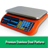 Kitchen Scale Digital Commercial Postal Shop Electronic Weight Scales Food 40KG - orange - Rear View