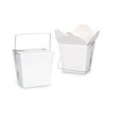 Bulk Packs 100  x 235ML/8oz White Noodle Box Pail With Metal Wire Handle - Front View