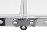 Aluminium Folding Portable Garden Camping Picnic BBQ Table Height Adjustable 120 x 60 cm - white - Side View