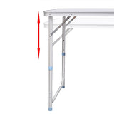 Aluminium Folding Portable Garden Camping Picnic BBQ Table Height Adjustable 120 x 60 cm - white - Top-Down View