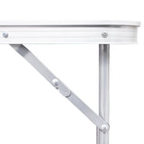 Aluminium Folding Portable Garden Camping Picnic BBQ Table Height Adjustable 120 x 60 cm - white - 45-Degree Angle