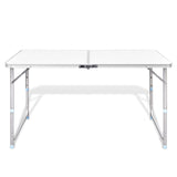 Aluminium Folding Portable Garden Camping Picnic BBQ Table Height Adjustable 120 x 60 cm - white - Low Angle