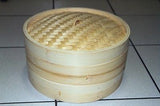 11 Inch Brand New Bamboo Steamer Set - 2 Steamer Baskets With 1 Lid - Side View