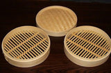 7 Inch Bamboo Steamer Set-2 Steamer Baskets With 1 Lid - Top-Down View