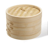 8 Inch Bamboo Steamer Set-2 Steamer Baskets With 1 Lid