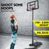 Basketball Hoop Stand System Portable Adjustable Height Ring Backboard Net Rim - 45-Degree Angle
