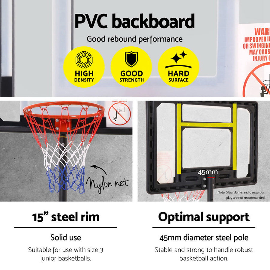Adjustable Portable Height Kids Basketball Stand System Net Rim Ring Hoop Set, Adjustable
