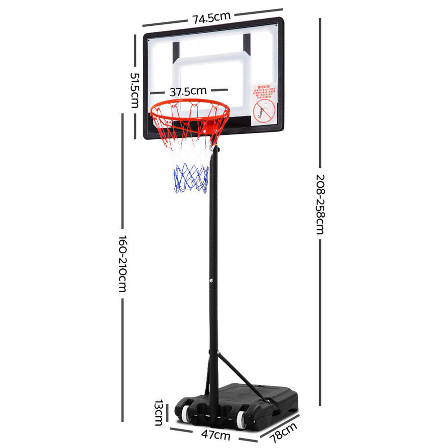 Adjustable Portable Height Kids Basketball Stand System Net Rim Ring Hoop Set, Portable