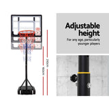 Adjustable Portable Height Kids Basketball Stand System Net Rim Ring Hoop Set - 45-Degree Angle