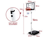 Portable Basketball Hoop Stand System Height Adjustable Net Ring Kids Junior - Low Angle