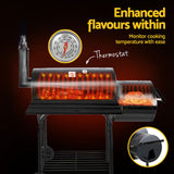 2 in1 BBQ Smoker Charcoal Grill Roaster Portable Offset Outdoor Camping Barbecue - Side View