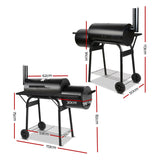 2 in1 BBQ Smoker Charcoal Grill Roaster Portable Offset Outdoor Camping Barbecue - 45-Degree Angle
