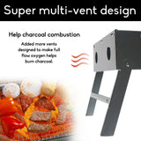 Outdoor Camping Portable & Foldable Charcoal BBQ Grill Hibachi Picnic Barbecue - Side View