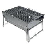 Portable Stainless Steel BBQ Charcoal Wood Outdoor Barbecue Grill Camping Picnic - Side View