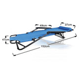 Reclining Sun Beach Deck Lounge Chair Outdoor Folding Camping Fishing Arm Rest - blue - Side View