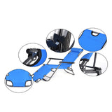 Reclining Sun Beach Deck Lounge Chair Outdoor Folding Camping Fishing Arm Rest - blue - Top-Down View