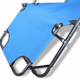 Reclining Sun Beach Deck Lounge Chair Outdoor Folding Camping Fishing Arm Rest - blue - Rear View