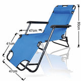 Reclining Sun Beach Deck Lounge Chair Outdoor Folding Camping Fishing Arm Rest - blue - Close-Up Angle