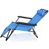 Reclining Sun Beach Deck Lounge Chair Outdoor Folding Camping Fishing Arm Rest - blue - Low Angle
