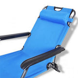 Reclining Sun Beach Deck Lounge Chair Outdoor Folding Camping Fishing Arm Rest - blue - Extra Image