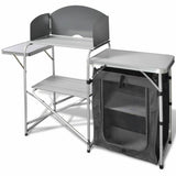 Aluminium Foldable Camping Cooking Kitchen Picnic Cupboard Bench Table Windshield - Front View