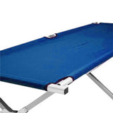 Camping Bed Folding Stretcher Light Weight w/ Carry Bag Camp Portable - blue - Close-Up Angle