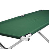 Camping Bed Folding Stretcher Light Weight w/ Carry Bag Camp Portable - green - Close-Up Angle