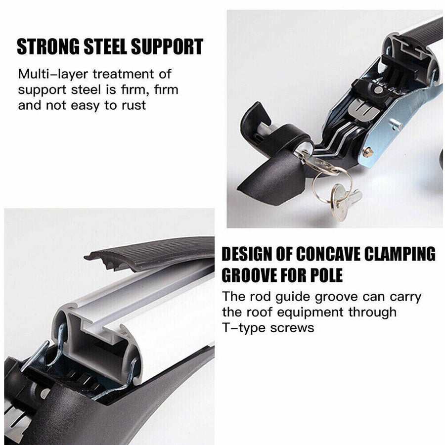 105cm Universal Car Roof Racks Carrier Adjustable Cross Bars Aluminium Alloy Lockable, Lockable