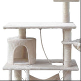 158cm Cat Tree Scratching Post Scratcher Pole Gym Toy House Furniture Multilevel - beige - Low Angle