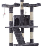 170cm Cat Tree Scratching Post Scratcher Pole Gym Toy House Furniture Multilevel - grey - 45-Degree Angle