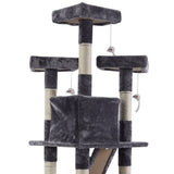 170cm Cat Tree Scratching Post Scratcher Pole Gym Toy House Furniture Multilevel - grey - Close-Up Angle